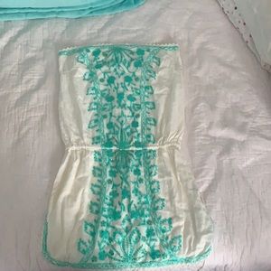 White and Turquoise Beach Cover up